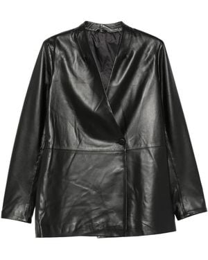 ADRIANNA FERETTI Leather Wrap-Design Jacket - Black