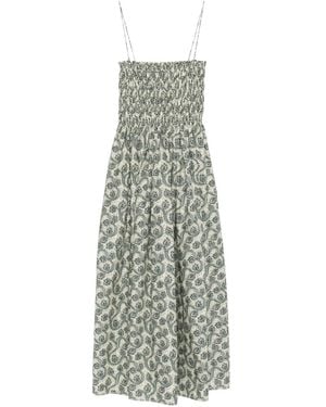 Matteau Shirred Printed Maxi Dress - Gray