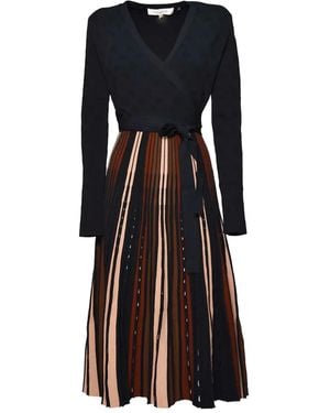 Diane von Furstenberg Robe Mi-Longue À Col V - Noir