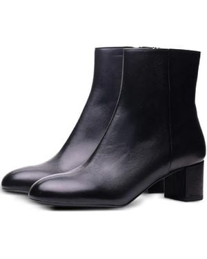 Poche Paris Block-Heel Ankle Boots - Black