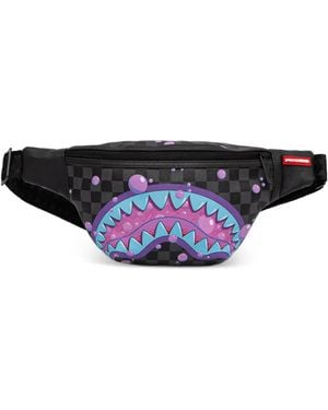 Sprayground Sac Banane À Carreaux Et Motif Requin Slime - White
