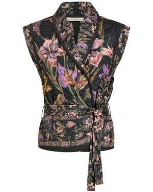 Marie Oliver Bowie Floral-Print Quilted Vest - Black