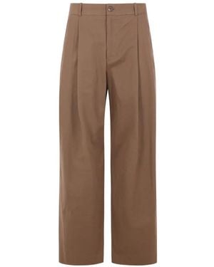 The Row Pleated Mid-Rise Pants - Brown