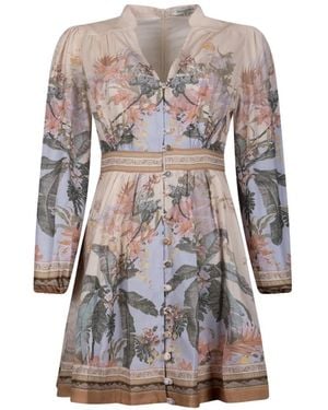 GIOVANNI PARIS Floral-Print Button-Down Mini Dress - Gray