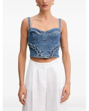 Guess Lace-Up Denim Top - Blue