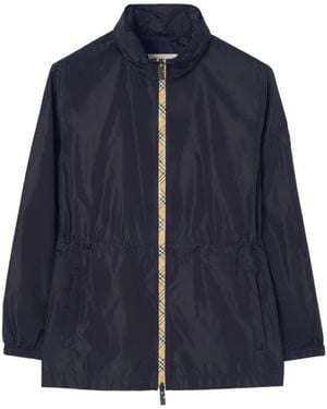 Burberry Short Checker-Tape Nylon Parka - Blue