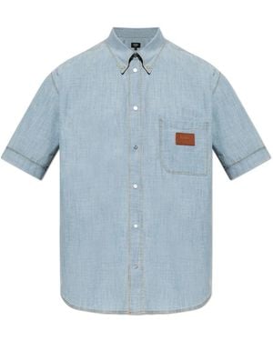Fendi Patch-Pocket Short-Sleeves Shirt - Blue