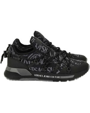 Versace Jeans Couture Logo-Print Lace-Up Trainers - Black