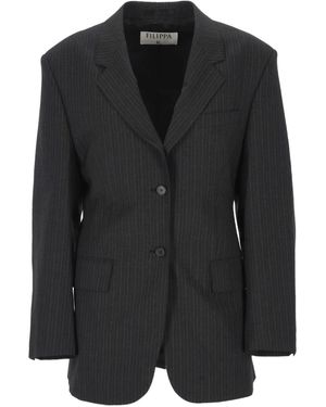 Filippa K "Hourglass Pinstripe" Blazer - Black