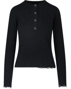 Uma Wang Pull En Maille Côtelé À Effet Usé - Blue
