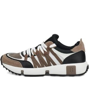 BOGGI Zapatillas de ante y piel con paneles - Blanco