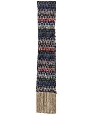 Missoni Zigzag-Knit Fringed Scarf - White