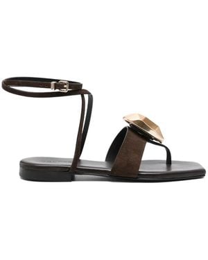 DONNARì Tone-Embellishment Ankle-Strap Sandals - Brown