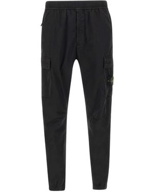 Stone Island Elasticated-Waist Cargo Trousers - Black