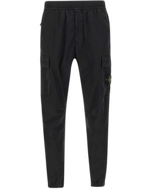 Stone Island Elasticated-Waist Cargo Trousers - Black