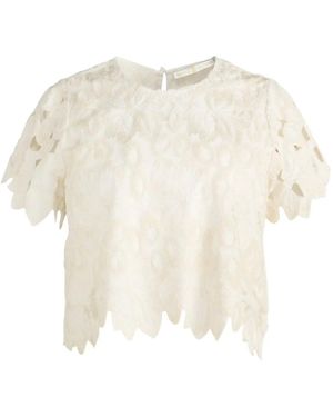 Marie Oliver Pelumi Embroidered Scallop-Hem Top - White