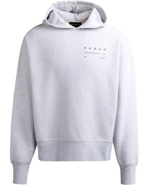 Hogan Logo-Print Cotton Hoodie - White