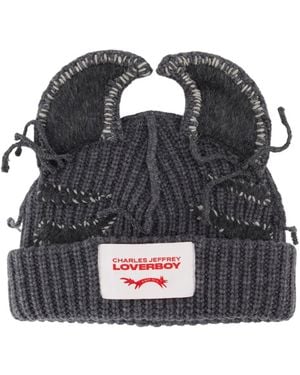 Charles Jeffrey Ears-Detail Beanie Hat - Black
