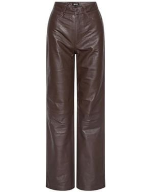ROTATE BIRGER CHRISTENSEN Straight Leather Trousers Dark - Brown