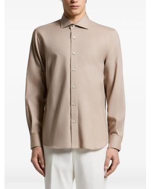 Peserico Long-Sleeve Button-Down Shirt - Natural