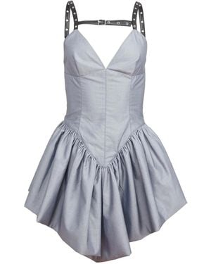 Fleur du Mal Poplin Buckle-Back Mini Dress - Blue