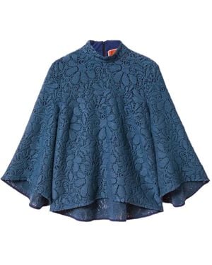 La DoubleJ Floral-Pattern Lace Blouse - Blue