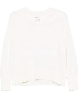 Purotatto V-Neck Jumper - White