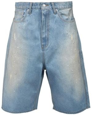 BREATH Glitter-Effect Distressed Shorts - Blue