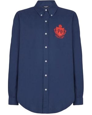 Balmain エンブロイダリー シャツ - ブルー