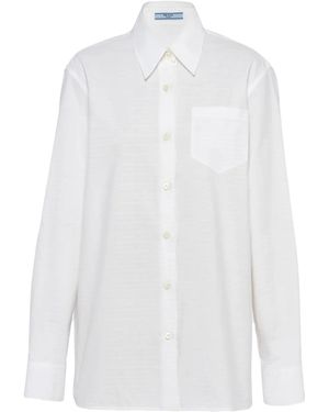 Prada Camicia Con Effetto Jacquard - Bianco