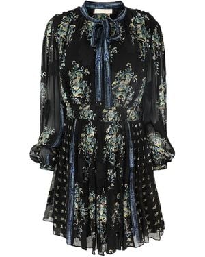 Ulla Johnson Necktie Long-Sleeve Paisley Printed Mini Dress - Black