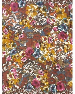 Loro Piana Foulard À Fleurs Imprimées - Marron