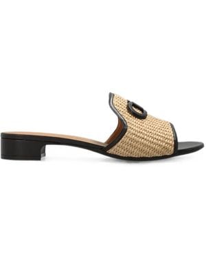 Ferragamo Gancini Ornament Low-Heel Slides - Metallic