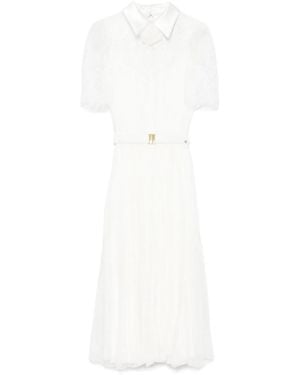 Nissa Lace-Detailed Silk Midi Dress - White