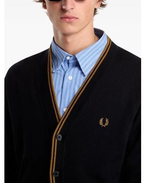 Fred Perry Cardigan Con Logo - Blu