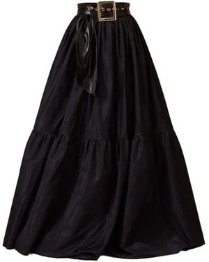 GIADA CURTI Tiered Belted Maxi Skirt - Black