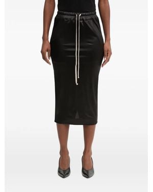 Rick Owens Falda Midi Con Cordones - Negro