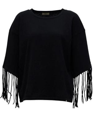 Herno Mesh-Pullover Mit Fransenbesatz - Schwarz