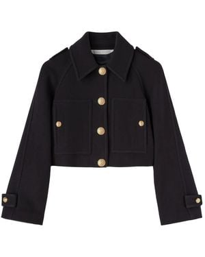 Palm Angels Blend Cropped Coat - Black