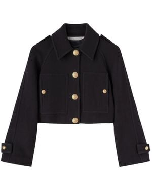 Palm Angels Blend Cropped Coat - Black