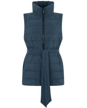 Moorer Belted Puffer Gilet - Blue