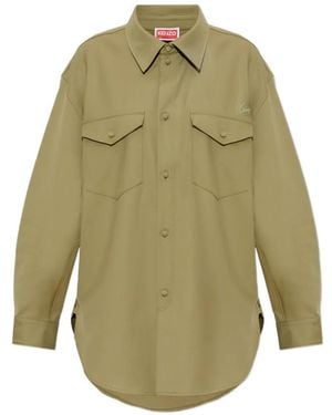 KENZO Camicia Con Ricamo - Verde