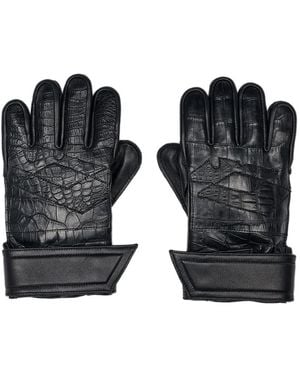 Melrose High X Lotto Iron Will Goalie Crocodile-Effect Gloves - Black