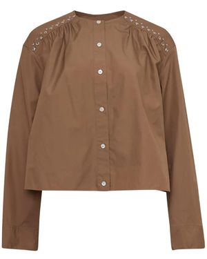 3.1 Phillip Lim Stud-Embellished Gathered Blouse - Brown