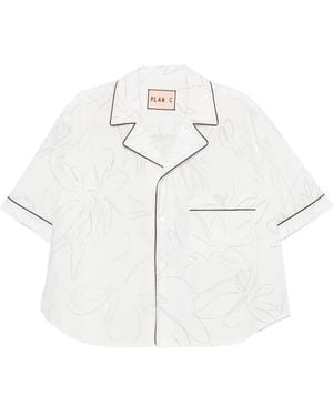 Plan C Flower Pencil Shirt - White