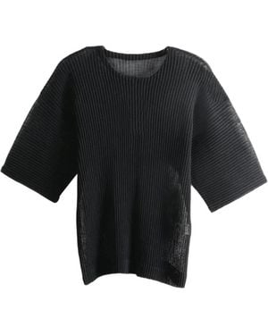 Homme Plissé Issey Miyake Pleated Semi-Sheer T-Shirt - Black