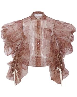 Comme des Garçons Patterned Ruffled Shirt - Pink
