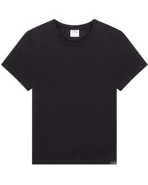 Courreges Logo-Embroidered Cotton T-Shirt - Black