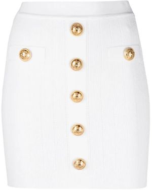 Balmain Buttoned Knit Mini Skirt - White