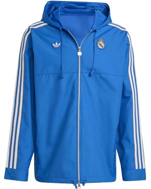 adidas Real Madrid Three-Stripe Hooded Jacket - Blue